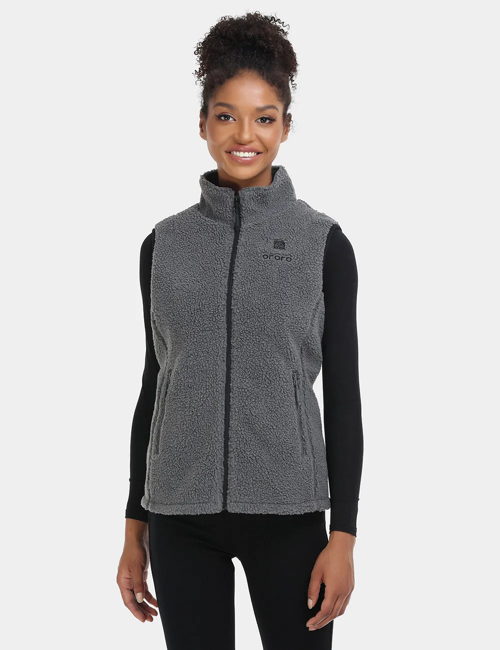 Women's Heated Recycled Fleece Vest - White/Gray