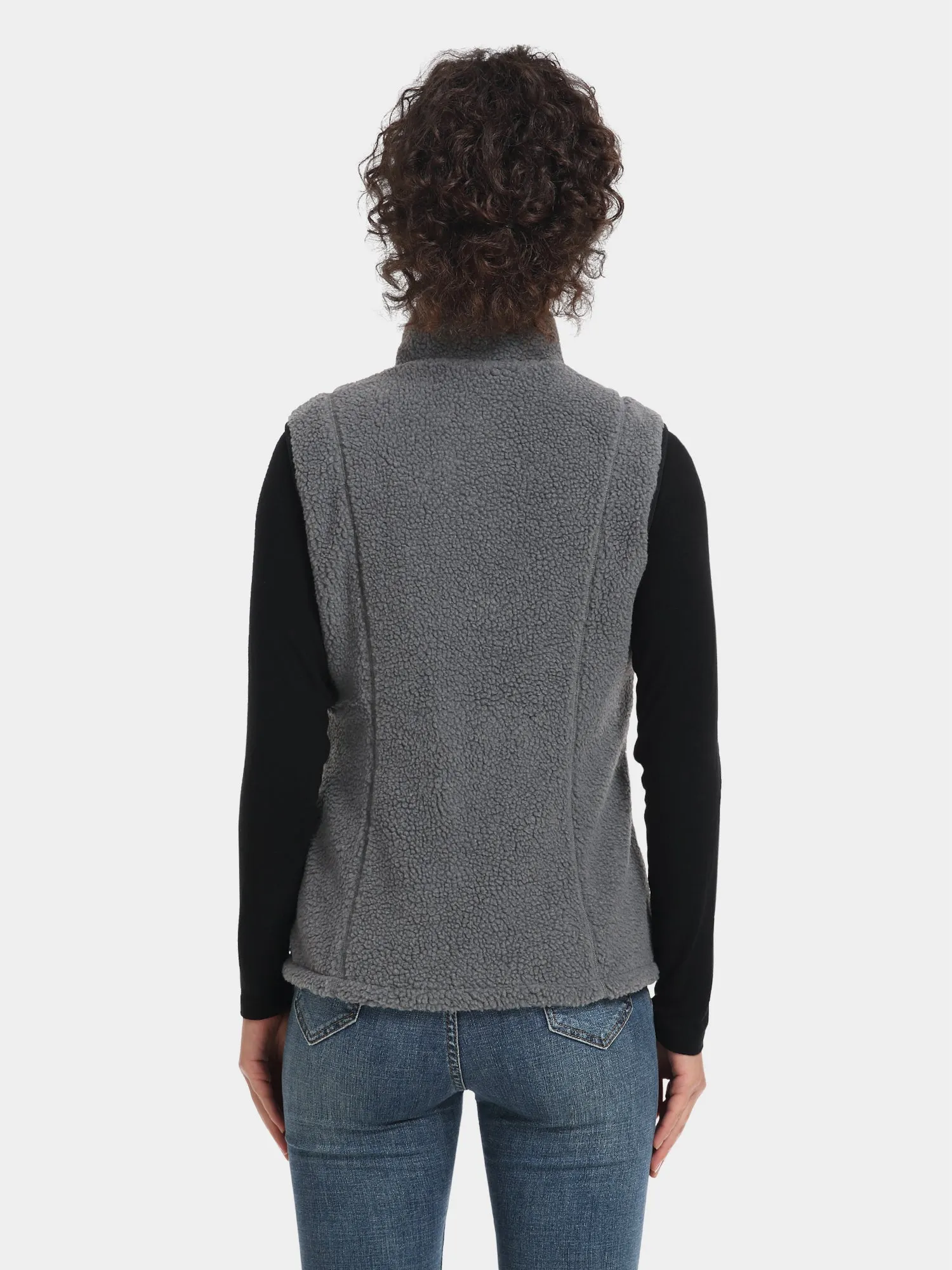 Women's Heated Recycled Fleece Vest - White/Gray