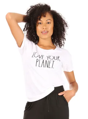 Women's "LOVE YOUR PLANET: Short Sleeve Slub Shirttail Hem T-Shirt